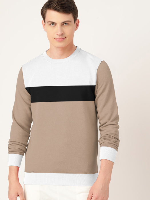 PYPR Fleece Sweatshirt For Men-Skin with White & Black Panels-BR14617