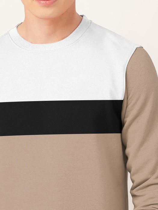 PYPR Fleece Sweatshirt For Men-Skin with White & Black Panels-BR14617