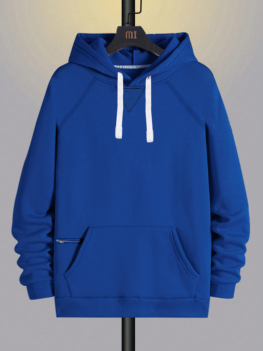 PYPR Fleece Pullover Hoodie For Men-Blue-BR14427