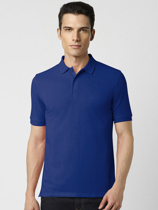 PYPR Summer Solid Polo Shirt For Men-Dark Blue-BR13826