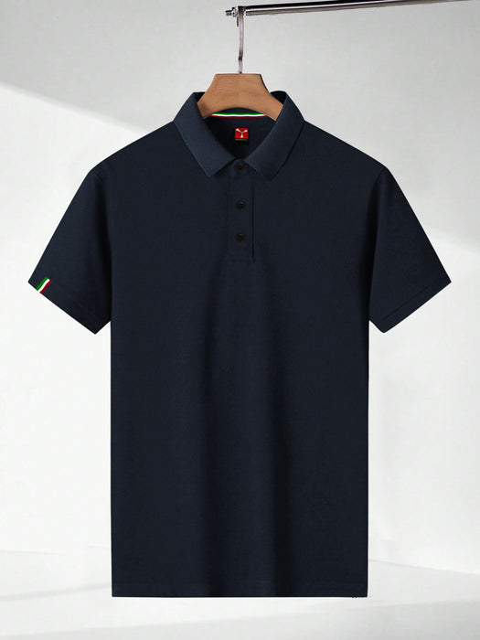 PYPR Summer Solid Polo Shirt For Men-Dark Navy-BR14208