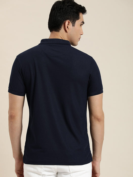 PYPR Summer Solid Polo Shirt For Men-Dark Navy-BR13821