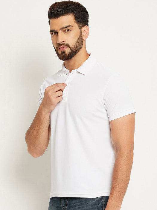 PYPR Summer Solid Polo Shirt For Men-White-BR13820