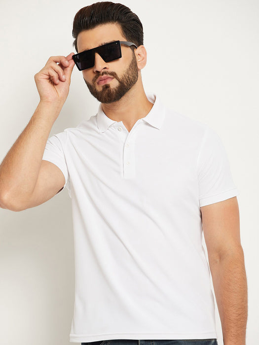 PYPR Summer Solid Polo Shirt For Men-White-BR13820