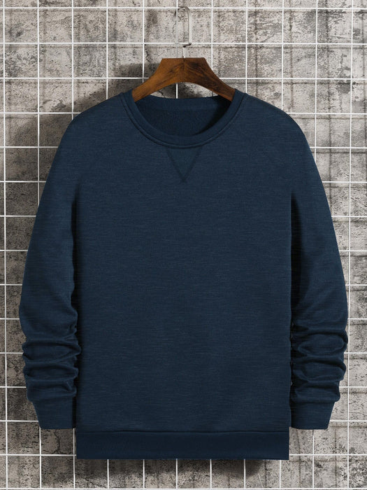 PYPR Terry Fleece Raglan Sleeve Sewatshirt For Men-Navy Melange-BR14148