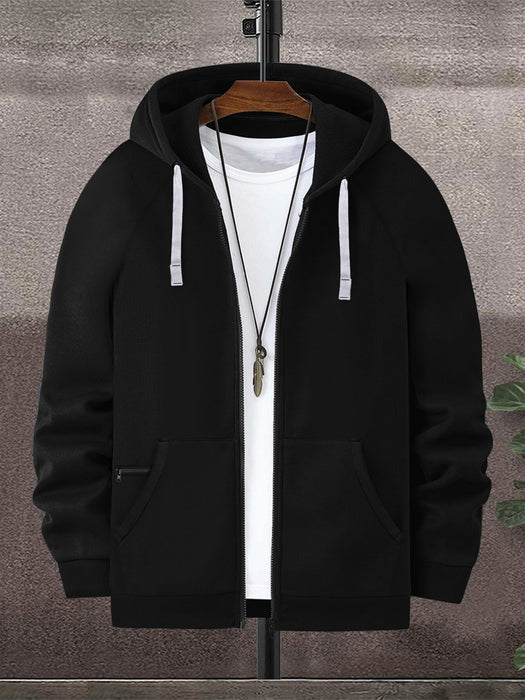 PYPR Terry Fleece Raglan Sleeve Zipper Hoodie For Men-BR14494