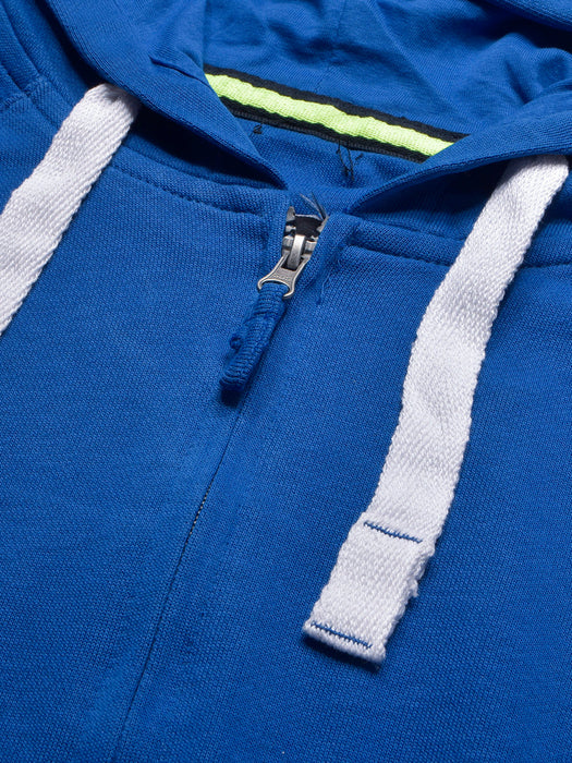 PYPR Terry Fleece Raglan Sleeve Zipper Hoodie For Men-Blue-BR14142