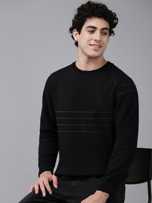 PYPR Terry Fleece Sweatshirt For Men-Black with White Lining-BR14615