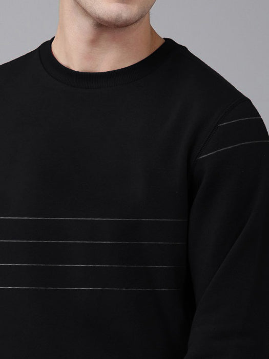 PYPR Terry Fleece Sweatshirt For Men-Black with White Lining-BR14615