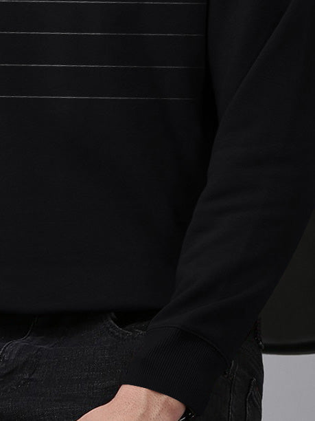 PYPR Terry Fleece Sweatshirt For Men-Black with White Lining-BR14615