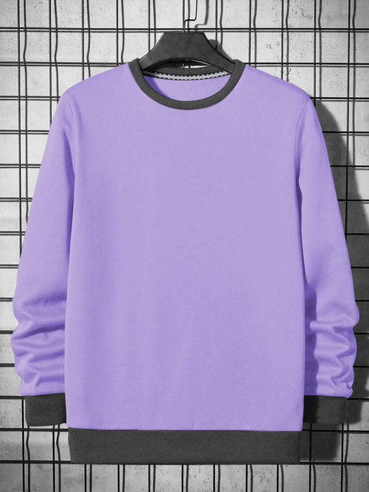 PYPR Terry Fleece Sweatshirt For Men-Light Purple & Charcoal Melange-BR14639