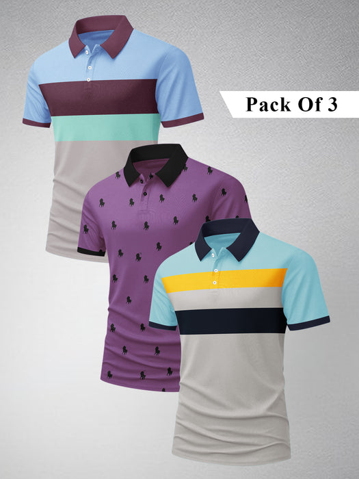 Pack Of 3 Summer Polo Shirt For Men-BE3324/BR15764