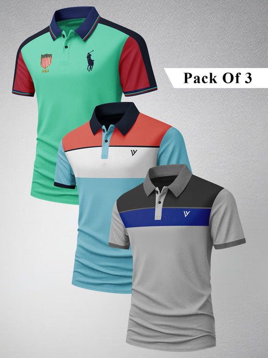 Pack Of 3 Summer Polo Shirt For Men-BE3378/BR15826