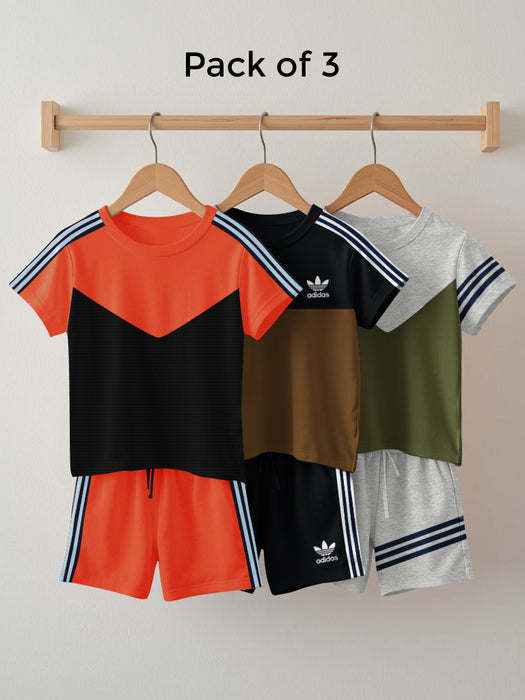 Pack Of 3 Summer T Shirt & Short Suit For Kids-BE3319/BR15757