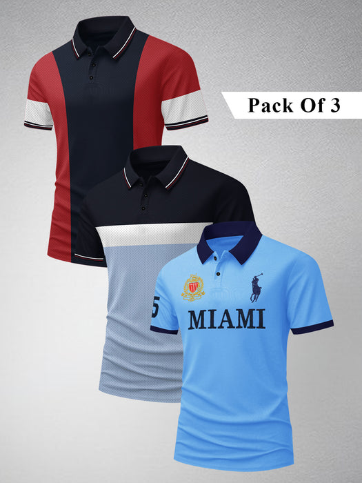Pack Of 3 Summer Polo Shirt For Men-BE3361/BR15809