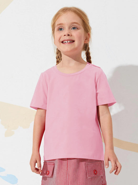 Popular Sport Crew Neck Single Jersey Tee Shirt For Girls-Light Pink-BR13504