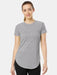 Popular Sports Curved Hem Tee Shirt For Women-Grey Melange-BR13692