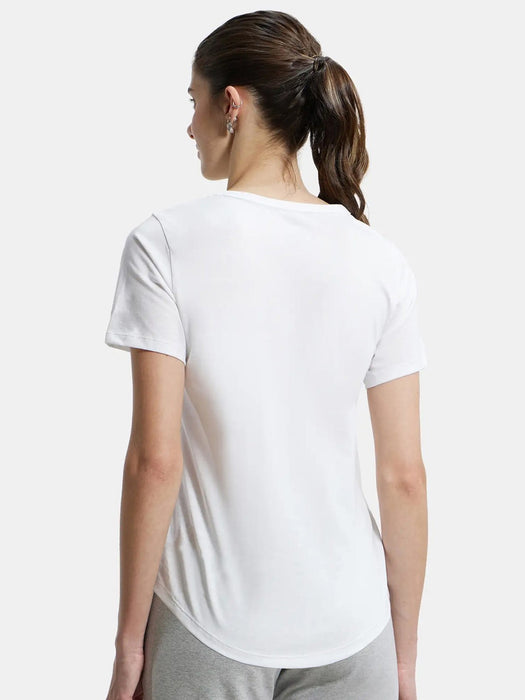 Popular Sports Curved Hem Tee Shirt For Women-White-BR13707