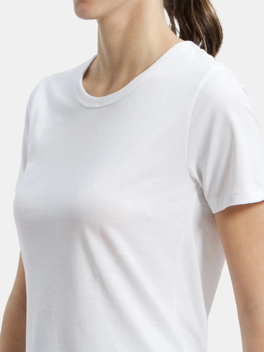 Popular Sports Curved Hem Tee Shirt For Women-White-BR13707