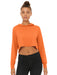 Popular Sports Long Sleeve Crop Hooded Tee Shirt For Women-Fluorescent Orange-BR13683