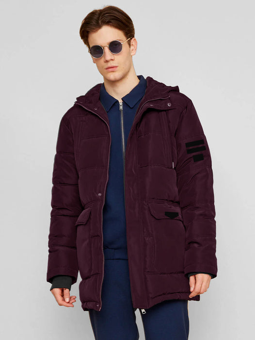 Premium Imported Parachute Long Puffer Jacket-Indigo-BR14330