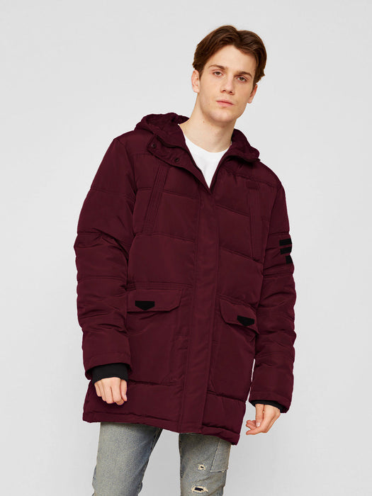 Premium Imported Parachute Long Puffer Jacket-Maroon-BR14332