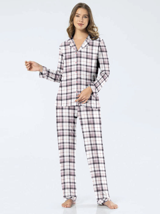 Premium Quality Flannel Night Suit For Women-Allover Check-BR14483