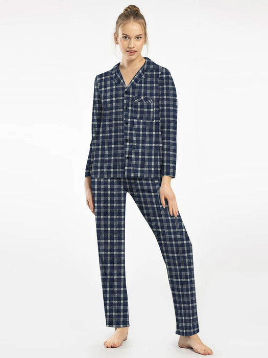 Premium Quality Flannel Night Suit For Women-Allover Check-BR14485