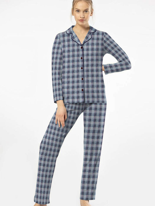 Premium Quality Flannel Night Suit For Women-Allover Check-BR14486