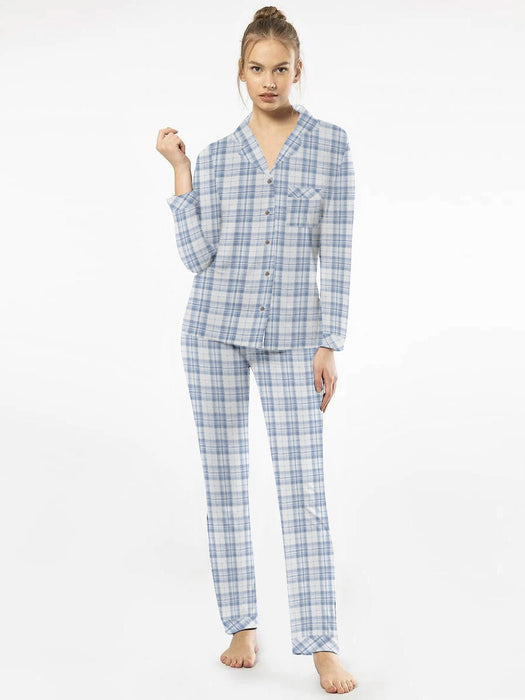 Premium Quality Flannel Night Suit For Women-Allover Check-BR14487