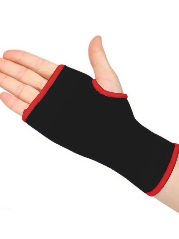 Premium Quality Half Hand Gloves Pair-Black with Red-LV447