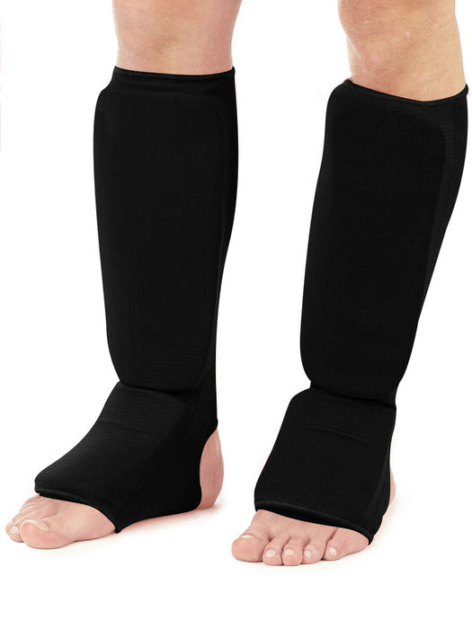 Premium Quality Shin Guard FIAS Sambo Leg Instep Protector-Black-LV402