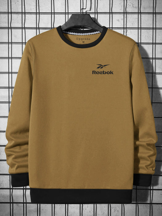 RBK Fleece Funky Style Sweatshirt For Men-Camel with Black-BR14448