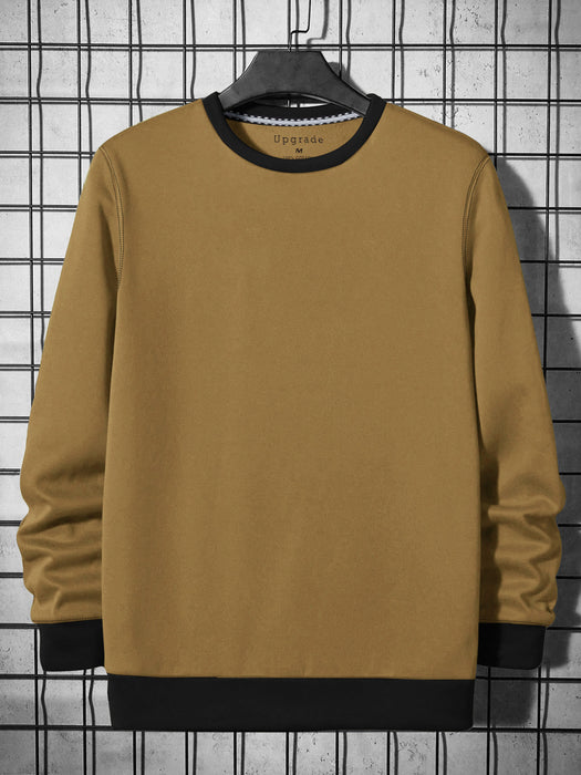 RBK Fleece Funky Style Sweatshirt For Men-Camel with Black-BR14448