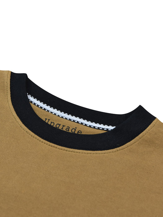 RBK Fleece Funky Style Sweatshirt For Men-Camel with Black-BR14448