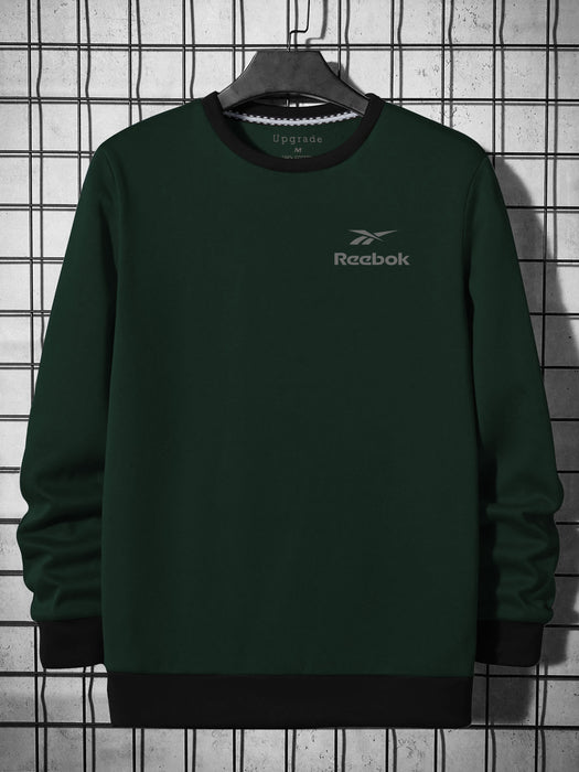 RBK Fleece Funky Style Sweatshirt For Men-Dark Green with Black-BR14471