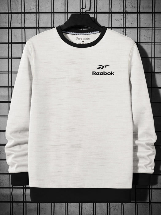 RBK Fleece Sweatshirt For Men-White Melange with Black-BR14658