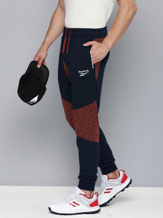 RBK Terry Fleece Jogger Sweatpant For Men-Navy with Brown Panel-BR14566