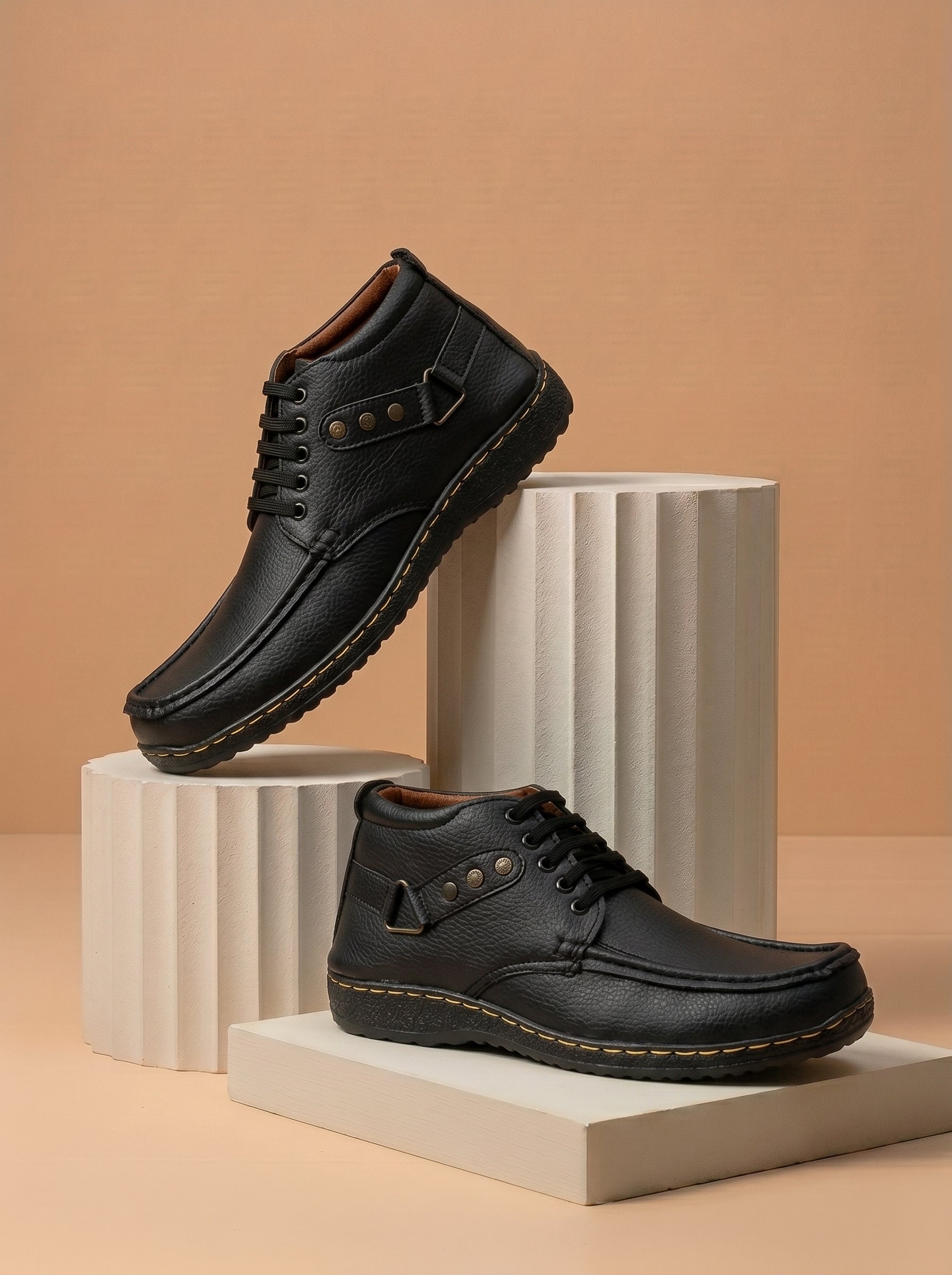 Men's Premium Pu Leather Shoes For Men-Black-BE4314
