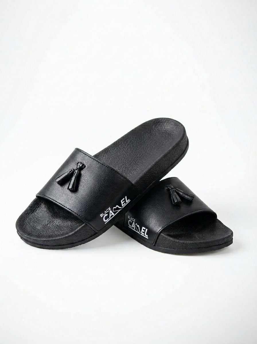 Men's Premium Flip Flop Fashion Tassel Style Slides-Black-BE2254
