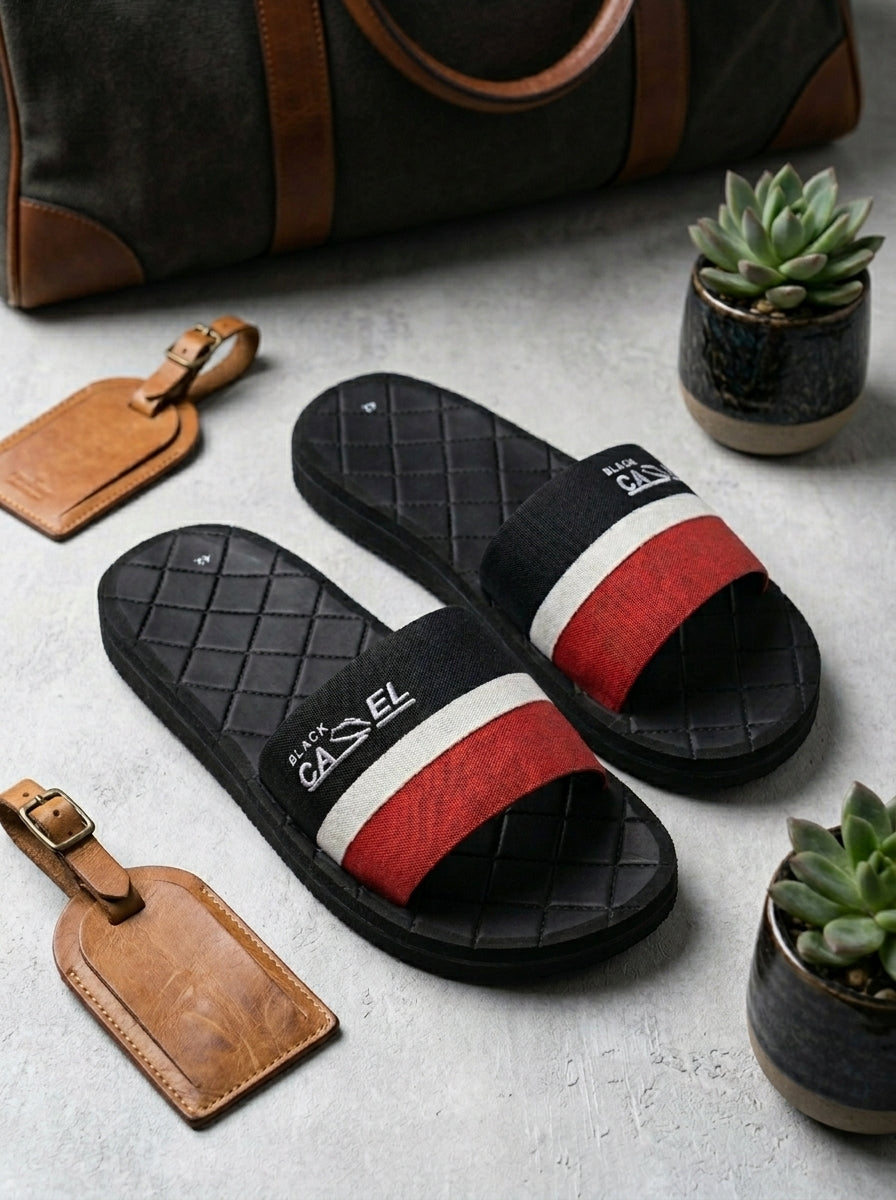 Comfortable Foam Flip-Flops-Red & Black-BE3913