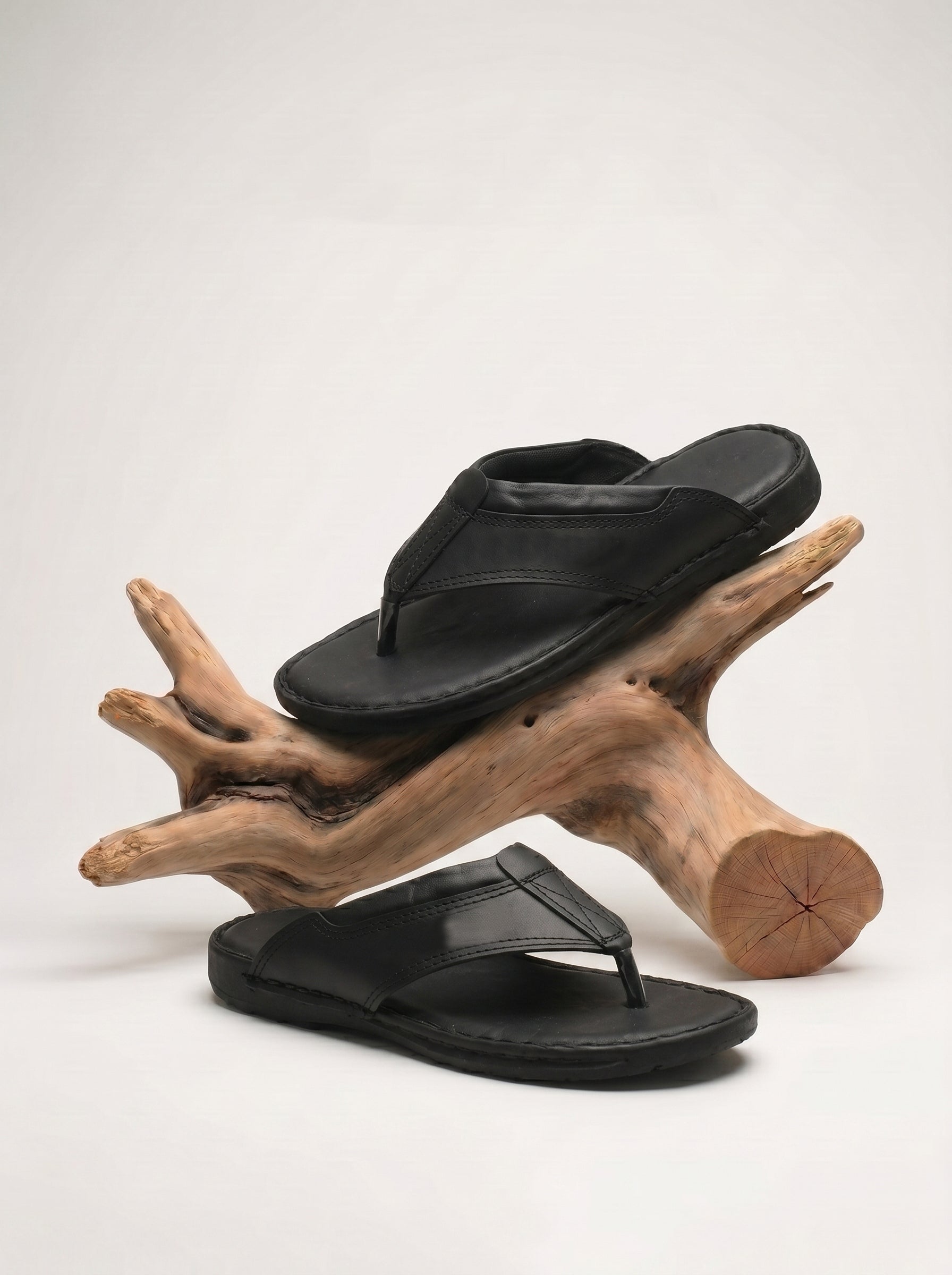 Men's Thong Style Chappal-Black-BE1615