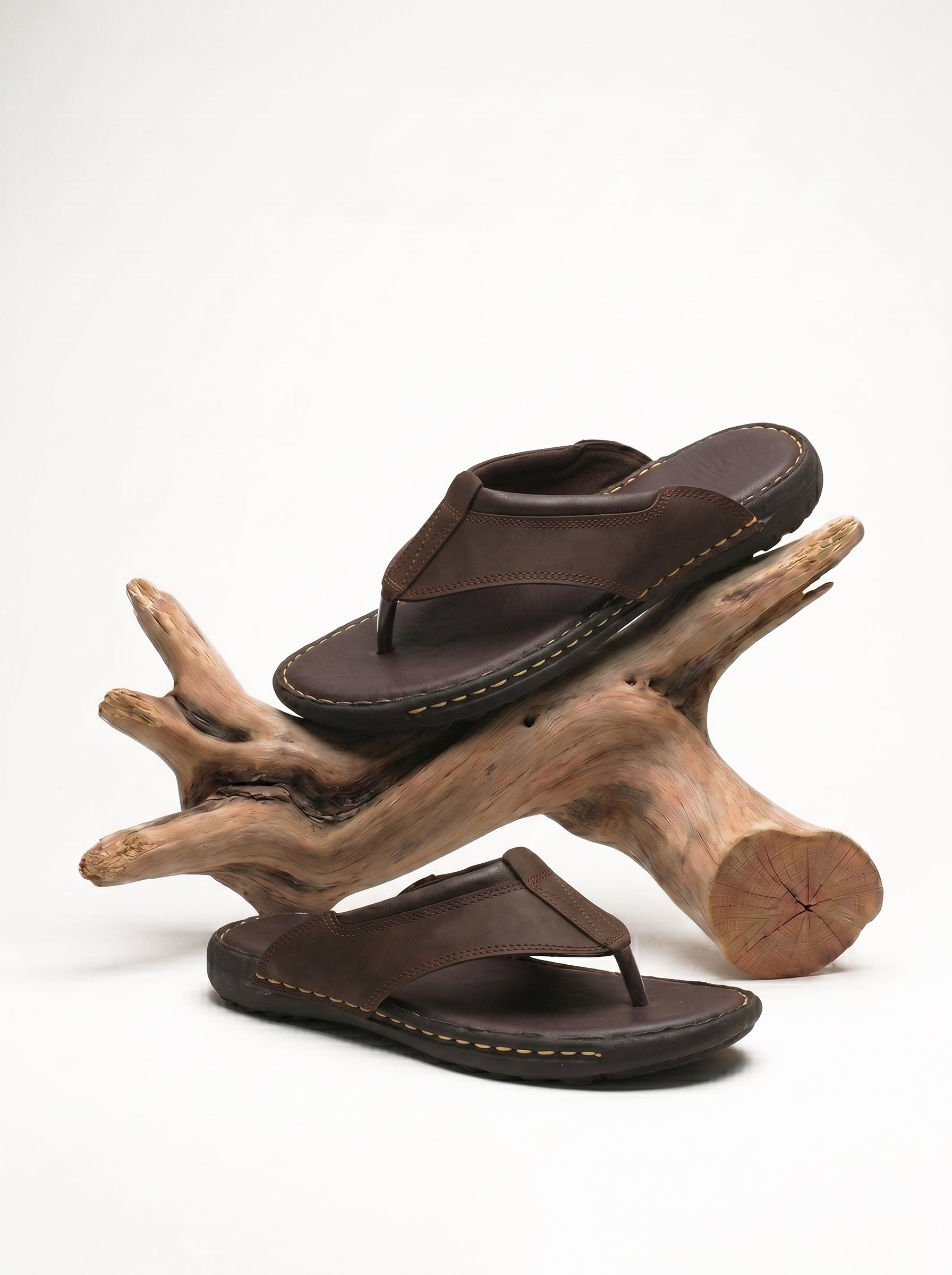 Men's Thong Style Chappal-Brown-BE6062