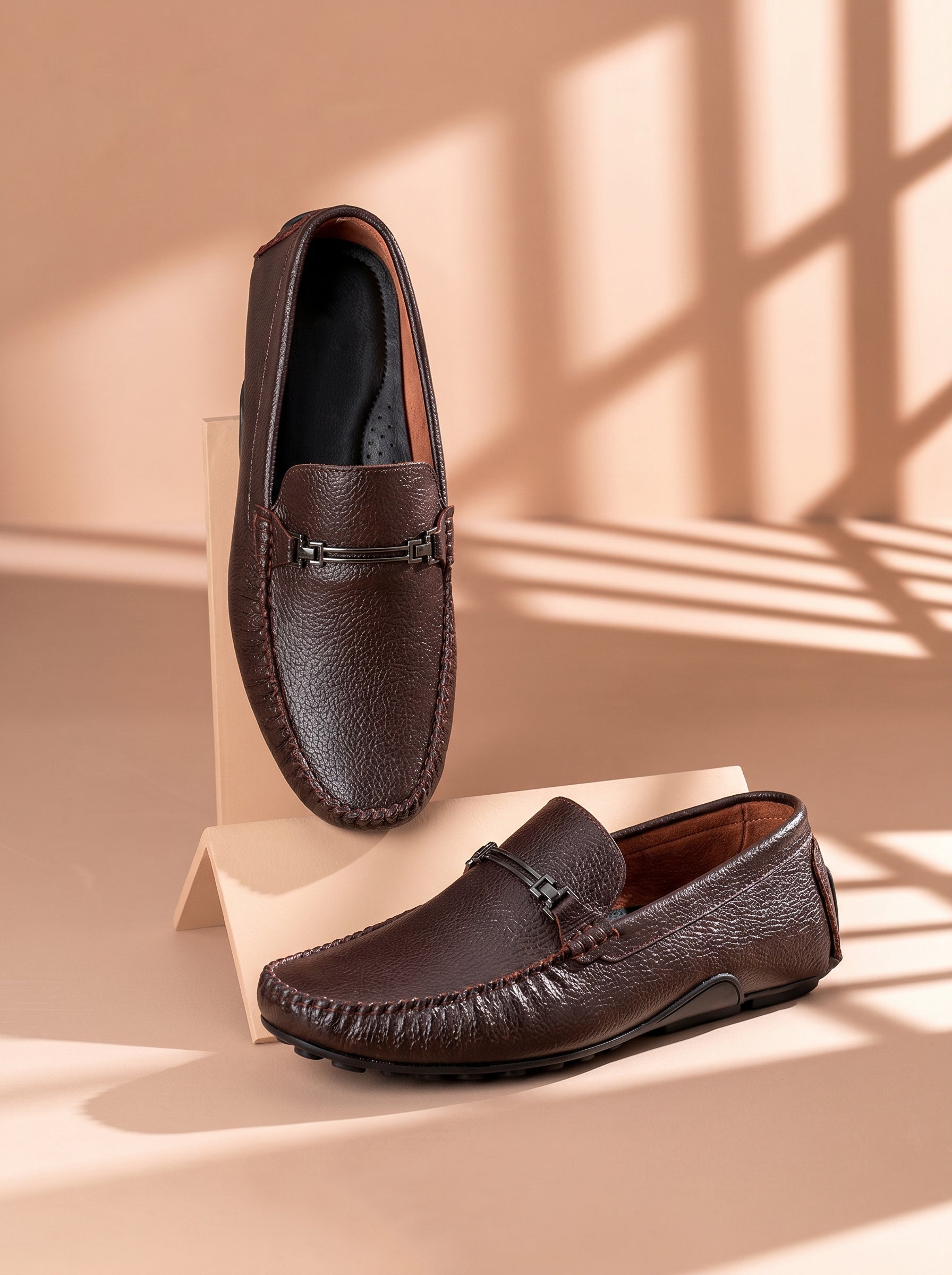 Men's Slip-On Comfortable Loafers-Brown-BE7012