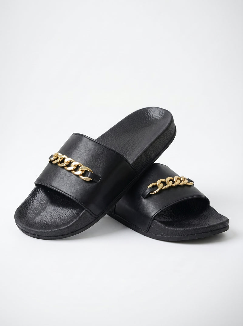Men's Premium Flip Flop Fashion Slides-Black-BE7642