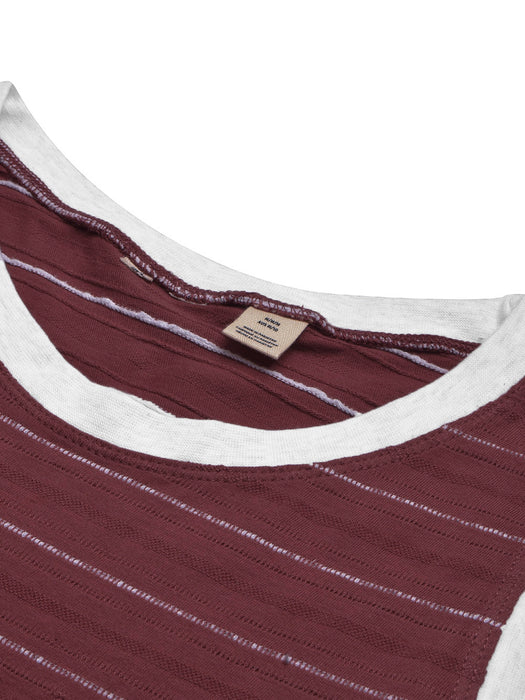 Roxy Sleeveless Pocket Style Vest T Shirt For Men-Burgundy With Stripes-BR13197