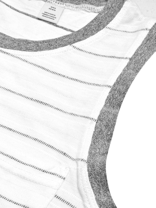 Roxy Sleeveless Pocket Style Vest T Shirt For Men-White With Stripes-BR13196