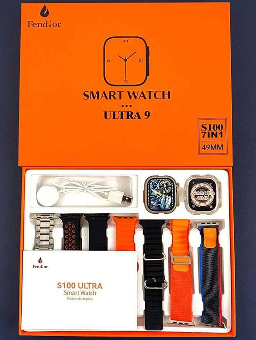 S100 Fendior Smart Watch Ultra 2 With 7 Straps 49mm With Silicon Watch Protector Case With Fitpro App-BE1868/BR14036