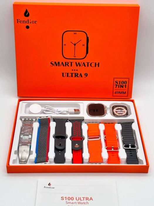 S100 Fendior Smart Watch Ultra 2 With 7 Straps 49mm With Silicon Watch Protector Case With Fitpro App-BE1868/BR14036