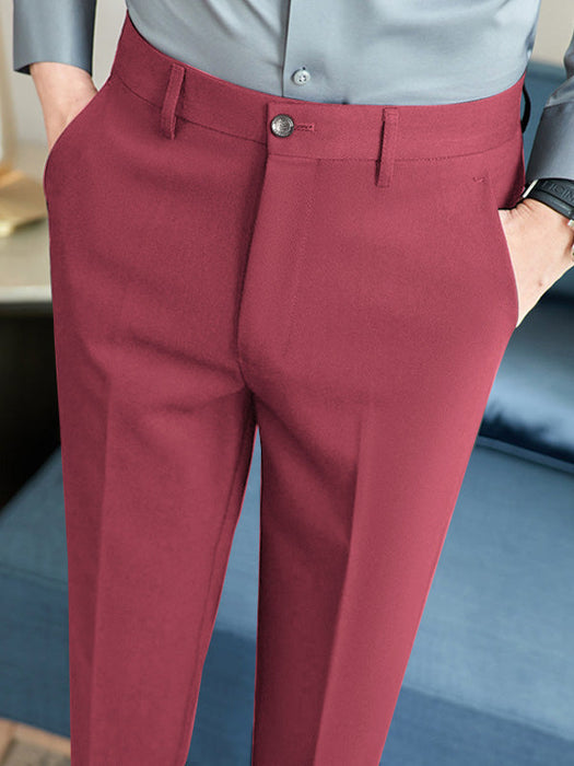 Louis Vicaci Interlock Stretchy Slim Fit Lycra Pent For Men-Dark Pink-BR457
